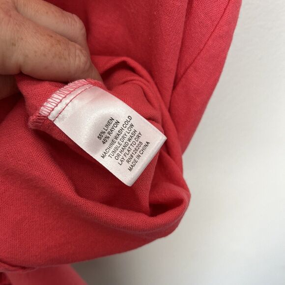 4our Dreamers | Anthropologie Red Mini Linen Blend V Neck Flutter Sleeveless L - Picture 9 of 10